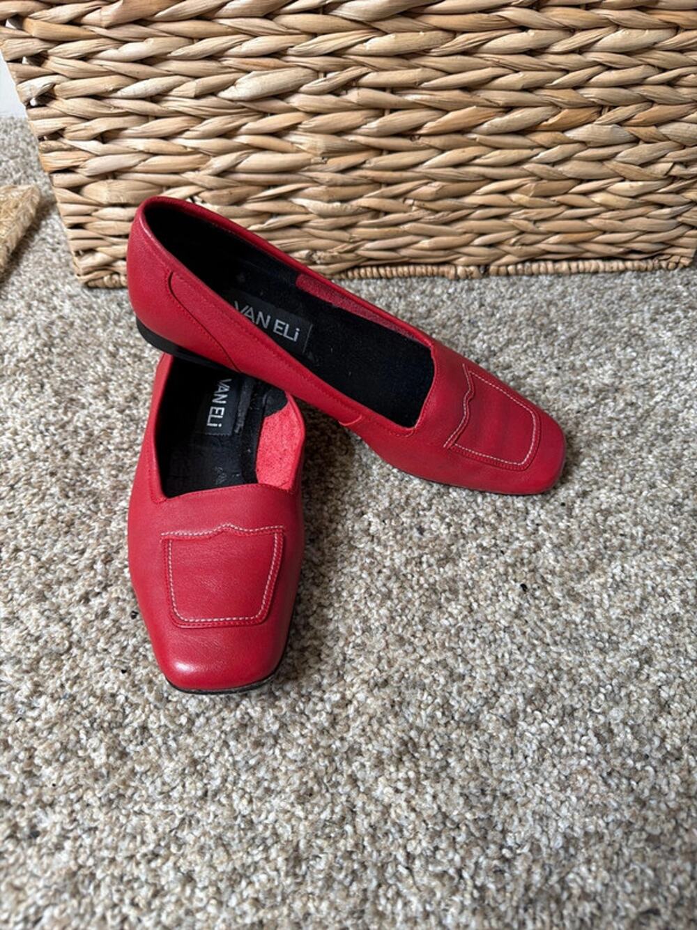 Vaneli beautiful red square toe flat shoes,7 722